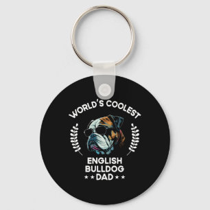 Coolest Dog Dad Papa - Men English Bulldog Key Ring