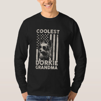 Coolest Dorkie Grandma Vintage American Flag Funny T-Shirt