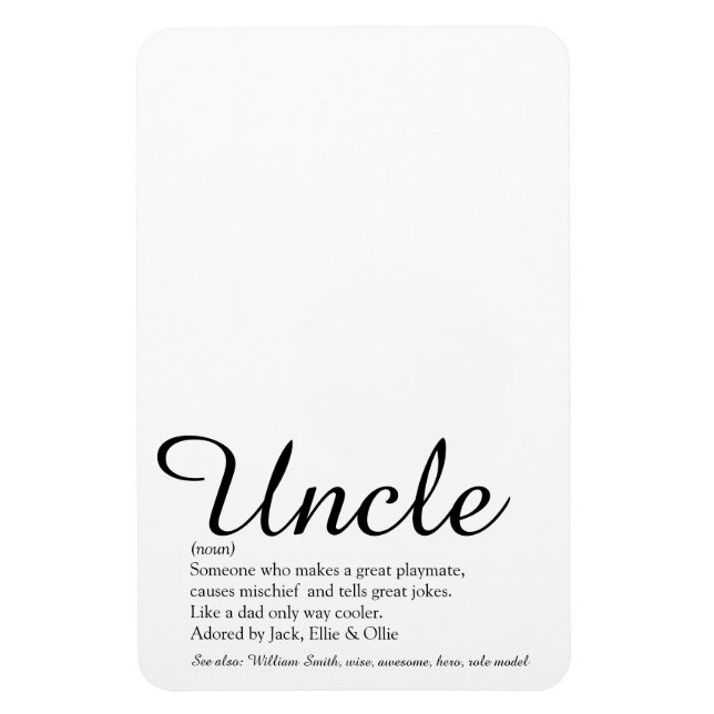 Coolest Ever Uncle, Funcle Definition Script Magnet (Vertical)