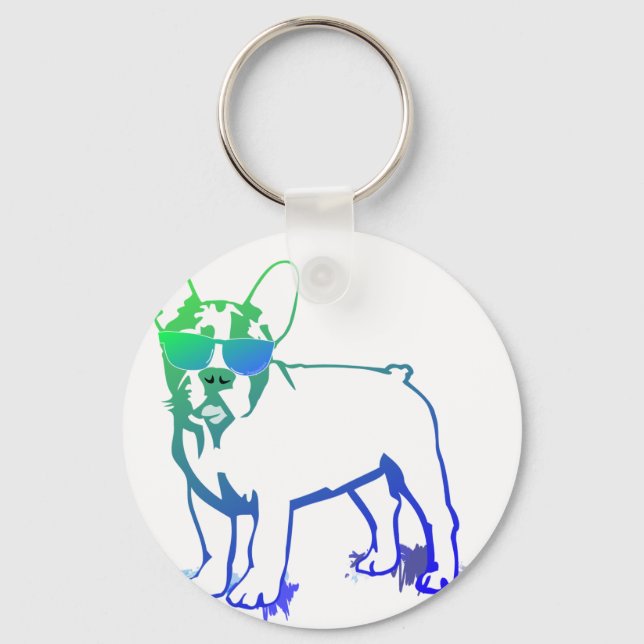 Coolest French Bulldog Boy Key Ring (Front)