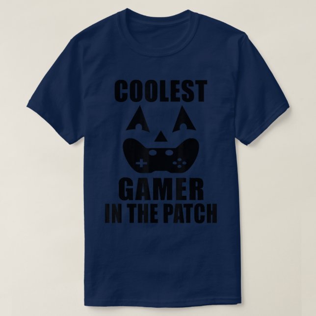 Coolest Gamer In The Patch, Halloween Jack O Lante T-Shirt (Design Front)