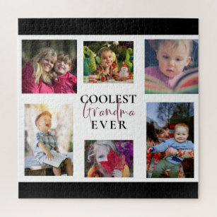 Coolest Grandma Ever Multi-Photo Collage Cute Gift Jigsaw Puzzle