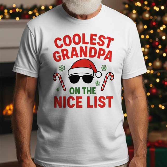 Coolest Grandpa on the Nice List | Funny Christmas T-Shirt (Creator Uploaded)