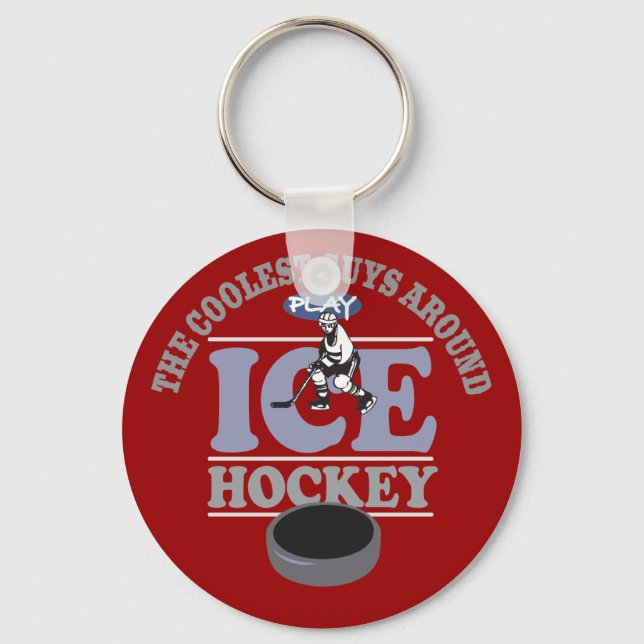 Coolest Guys Play Hockey Key Ring (Front)