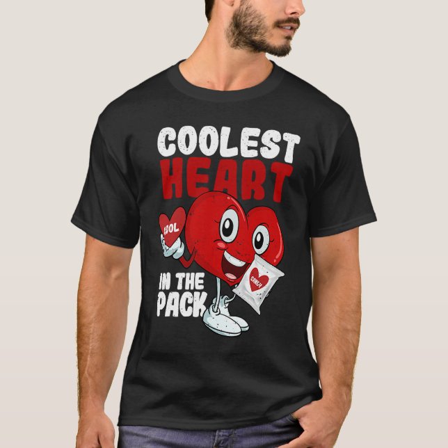 Coolest Heart In The Pack  Valentine's Day Cool Ca T-Shirt (Front)