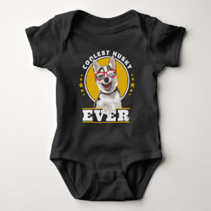 Coolest husky ever, husky mum, husky dad baby bodysuit