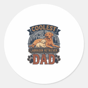 Coolest Labrador Retriever Dad Dog Mountain Paw Pr Classic Round Sticker