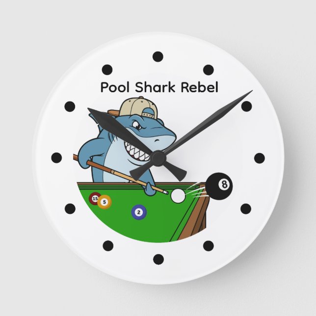 Coolest Man Cave Pool Shark Rebel Wall Clocks (Front)
