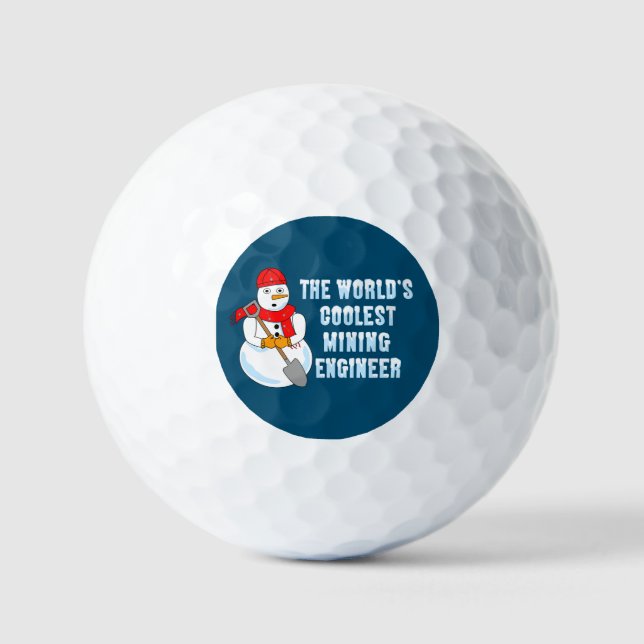 Coolest Mining Engineer Snowman Golf Balls (Front)