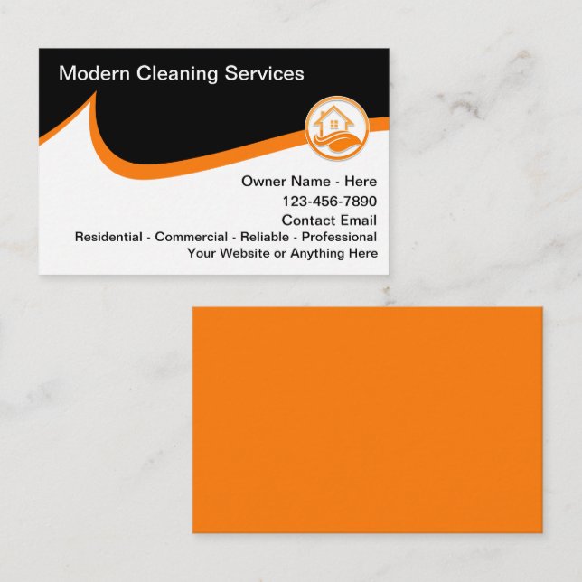 Coolest Modern Cleaning Services  Business Card (Front/Back)