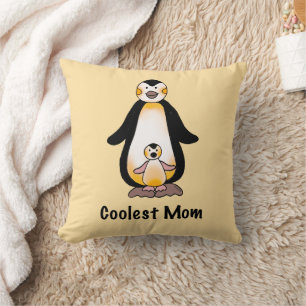 Coolest Mom Penguin Family Design Cushion