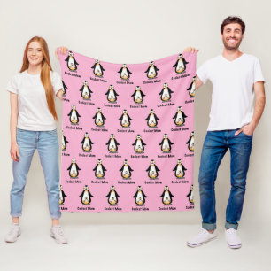 Coolest Mom Penguin Family Design Fleece Blanket