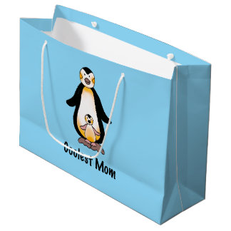 Coolest Mom Penguin Family Design Large Gift Bag
