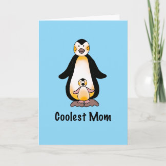 Coolest Mum Penguin Family Art Holiday Card