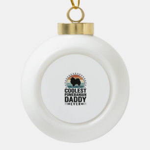 Coolest Pomeranian Daddy Vintage Dog Dad Shirt_1 Ceramic Ball Christmas Ornament