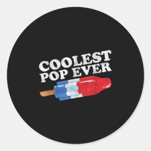 Coolest Pop Ever Popsicle Funny Retro Bomb Fathers Classic Round Sticker