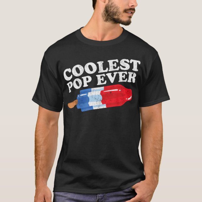 Coolest Pop Ever Popsicle Funny Retro Bomb Fathers T-Shirt (Front)