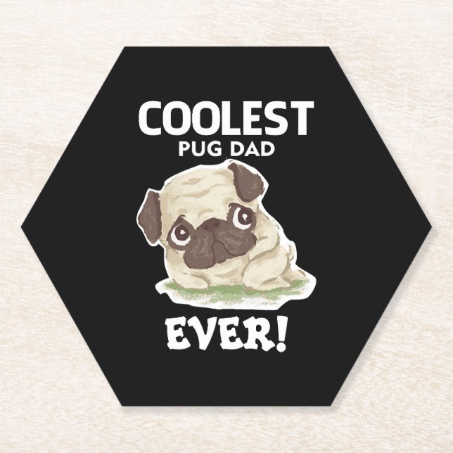 Coolest Pug Dad Ever Paper Coaster (Front)