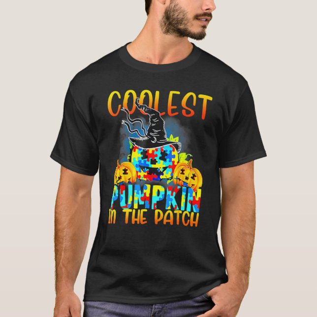 Coolest Pumpkin In The Patch  Cool Autism Hallowee T-Shirt (Front)