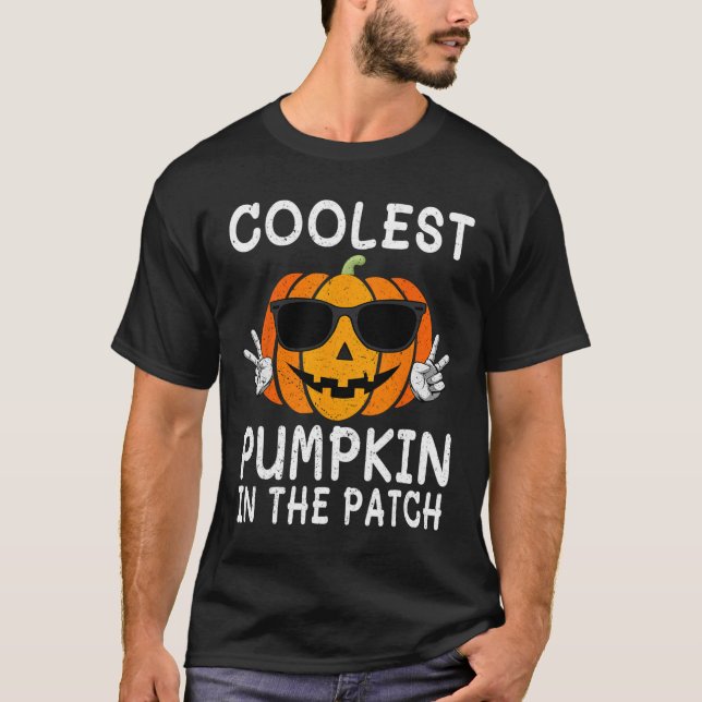 Coolest Pumpkin In The Patch Fun Boys Girls Kids H T-Shirt (Front)