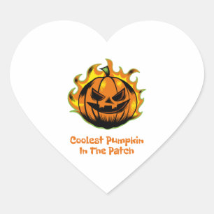 Coolest Pumpkin In The Patch Funny Halloween Men Heart Sticker
