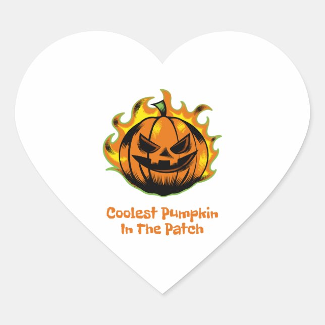 Coolest Pumpkin In The Patch Funny Halloween Men Heart Sticker (Front)