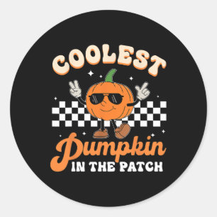 Coolest Pumpkin In The Patch Halloween Boys Girls Classic Round Sticker