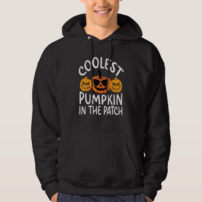 Coolest Pumpkin In The Patch Halloween Boys Girls  Hoodie (Front)