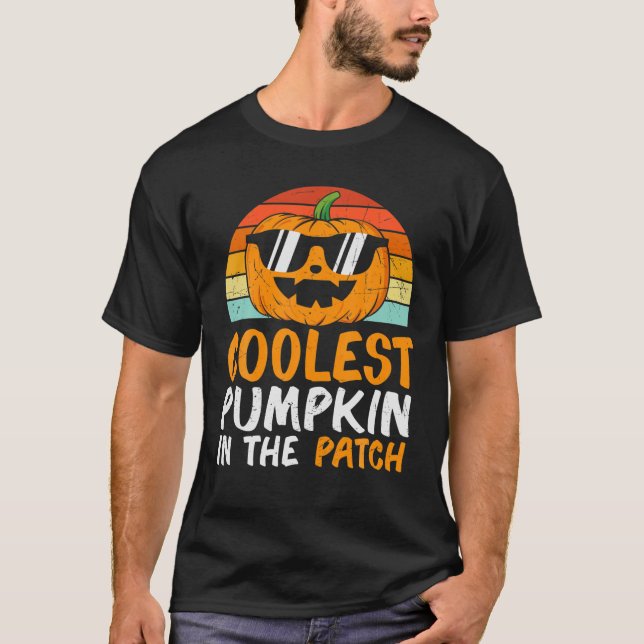 Coolest Pumpkin In The Patch Halloween Boys Girls T-Shirt (Front)