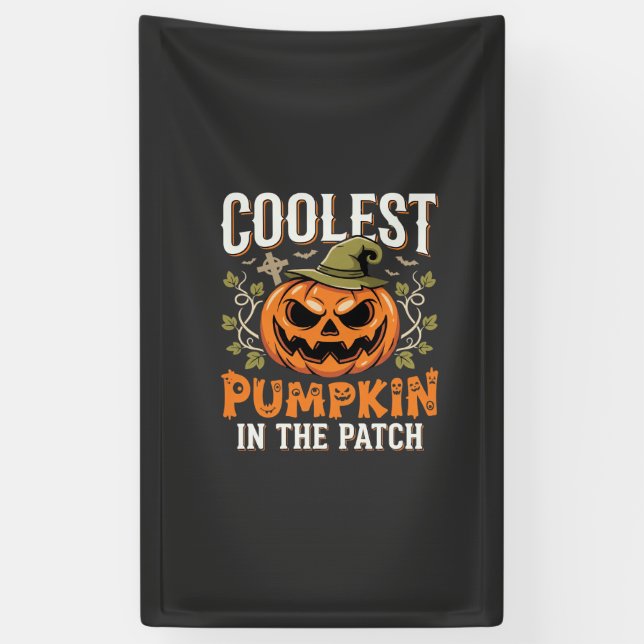 Coolest Pumpkin in the Patch Halloween Design Banner (Vertical)