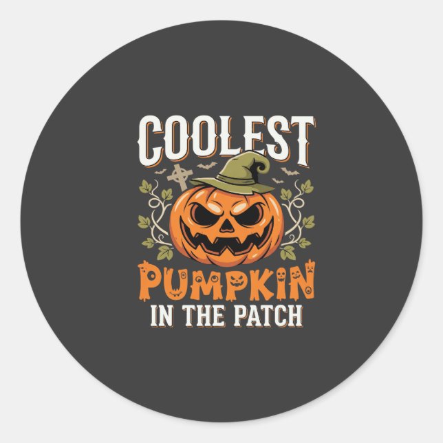Coolest Pumpkin in the Patch Halloween Design Classic Round Sticker (Front)