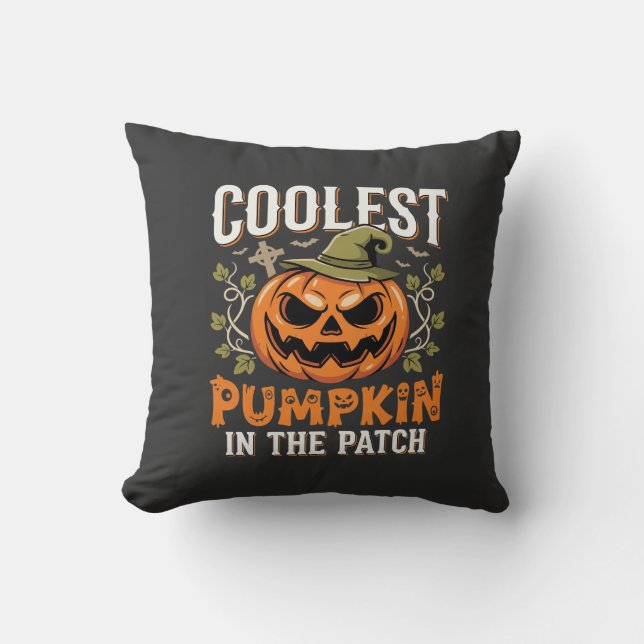 Coolest Pumpkin in the Patch Halloween Design Cushion (Front)