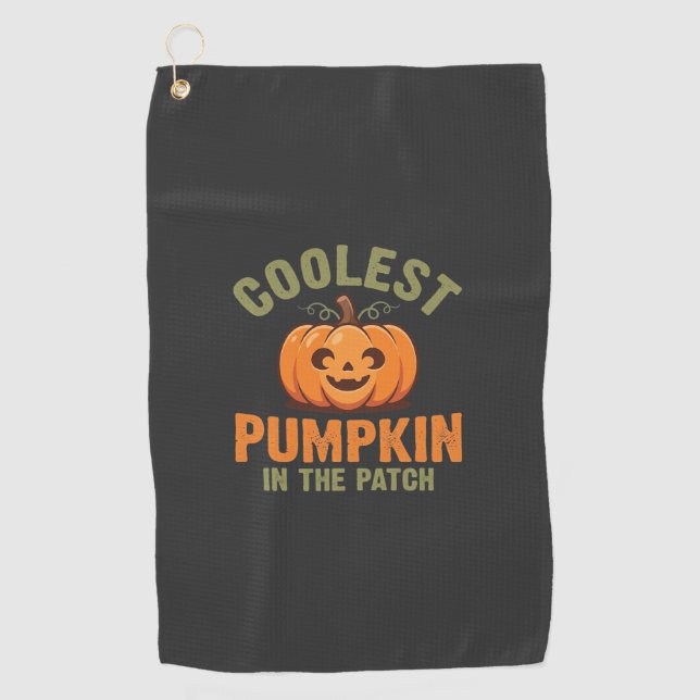 Coolest Pumpkin In The Patch Halloween Design Golf Towel (Front)