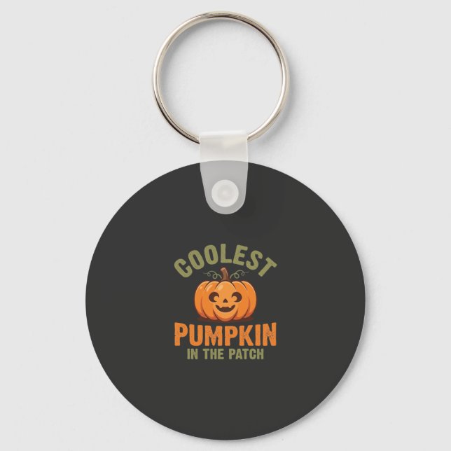 Coolest Pumpkin In The Patch Halloween Design Key Ring (Front)