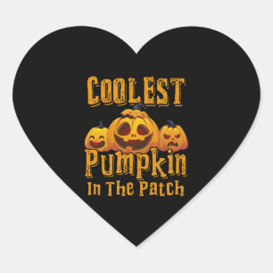 Coolest Pumpkin In The Patch Halloween Funny Heart Sticker
