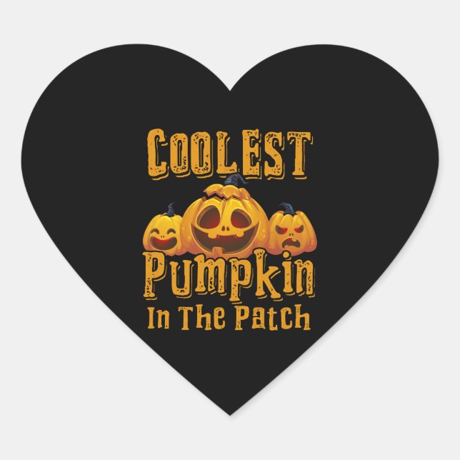 Coolest Pumpkin In The Patch Halloween Funny Heart Sticker (Front)