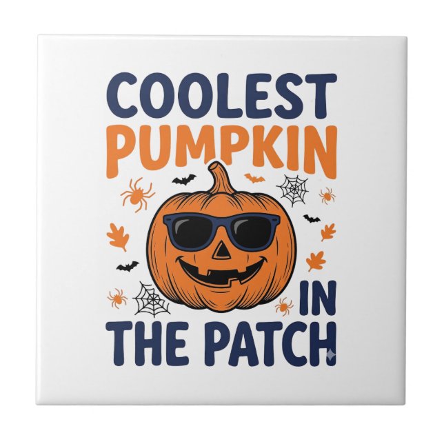 Coolest Pumpkin in the Patch Halloween Shirt_1 Ceramic Tile (Front)