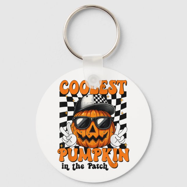 Coolest Pumpkin In The Patch Halloween Shirt Boy K Key Ring (Front)