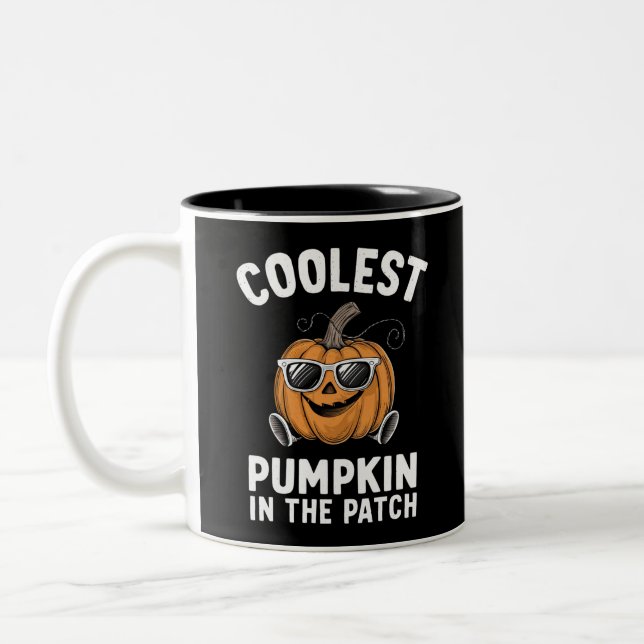 Coolest Pumpkin In The Patch Halloween Two-Tone Coffee Mug (Left)