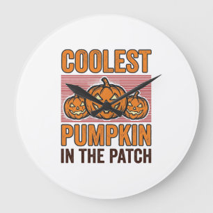Coolest Pumpkin in the Patch Halloween Vintage Des Large Clock