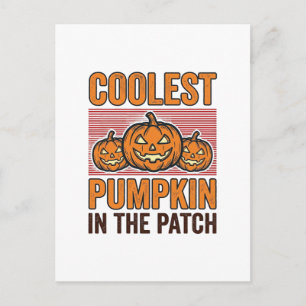 Coolest Pumpkin in the Patch Halloween Vintage Des Postcard