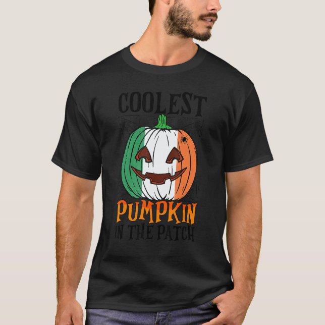 Coolest Pumpkin In The Patch Ireland Flag Jack Ou2 T-Shirt (Front)