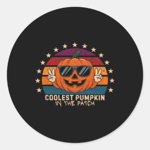 Coolest Pumpkin In The Patch Kids Boys Toddler Hal Classic Round Sticker