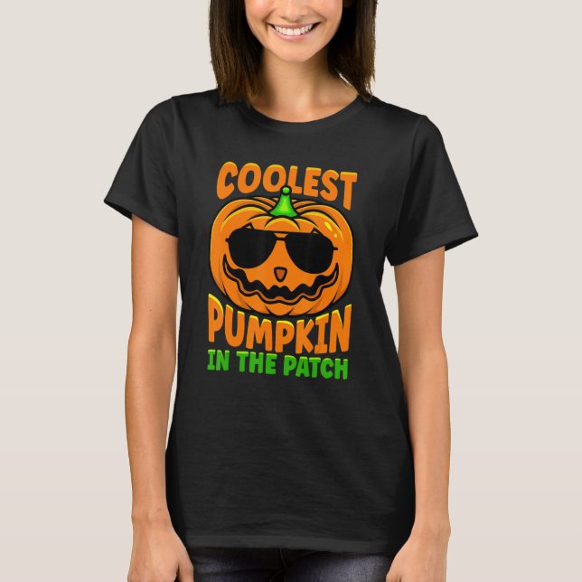 Coolest Pumpkin In The Patch Spooky Halloween Pump T-Shirt (Front)