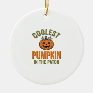 Coolest Pumpkin in the Patch Vintage Halloween Des Ceramic Ornament