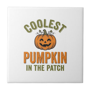 Coolest Pumpkin in the Patch Vintage Halloween Des Ceramic Tile