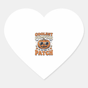 Coolest Pumpkin In The Patch Vintage Halloween Shi Heart Sticker