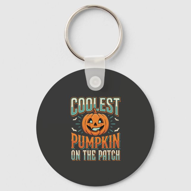Coolest Pumpkin On The Patch Halloween Design_1 Key Ring (Front)
