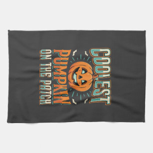 Coolest Pumpkin On The Patch Halloween Design_1 Tea Towel