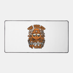 Coolest Pumpkin Patch Halloween Beanie Sunglasses Desk Mat